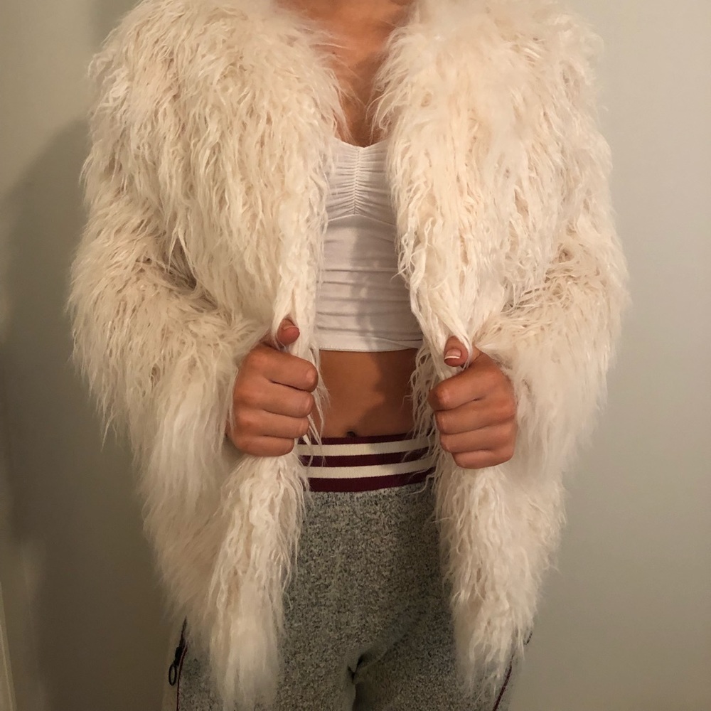 Shaggy fluffy white jacket